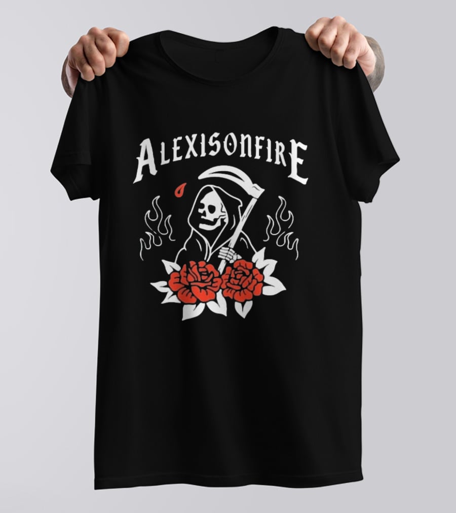 Alexisonfire Grim Reaper 2001 Skull Roses Flames T-Shirt