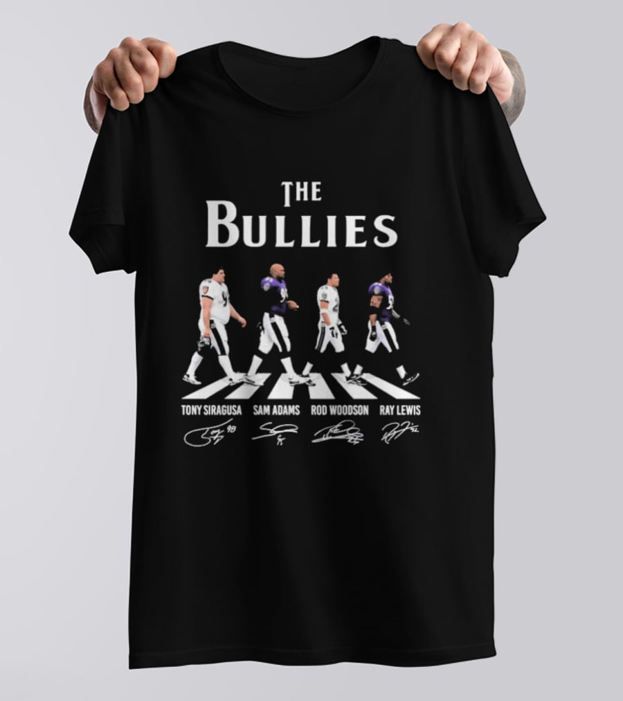 Baltimore Ravens The Bullies Ray Lewis Lamar Jackson Abbey Road Signatures T-Shirt