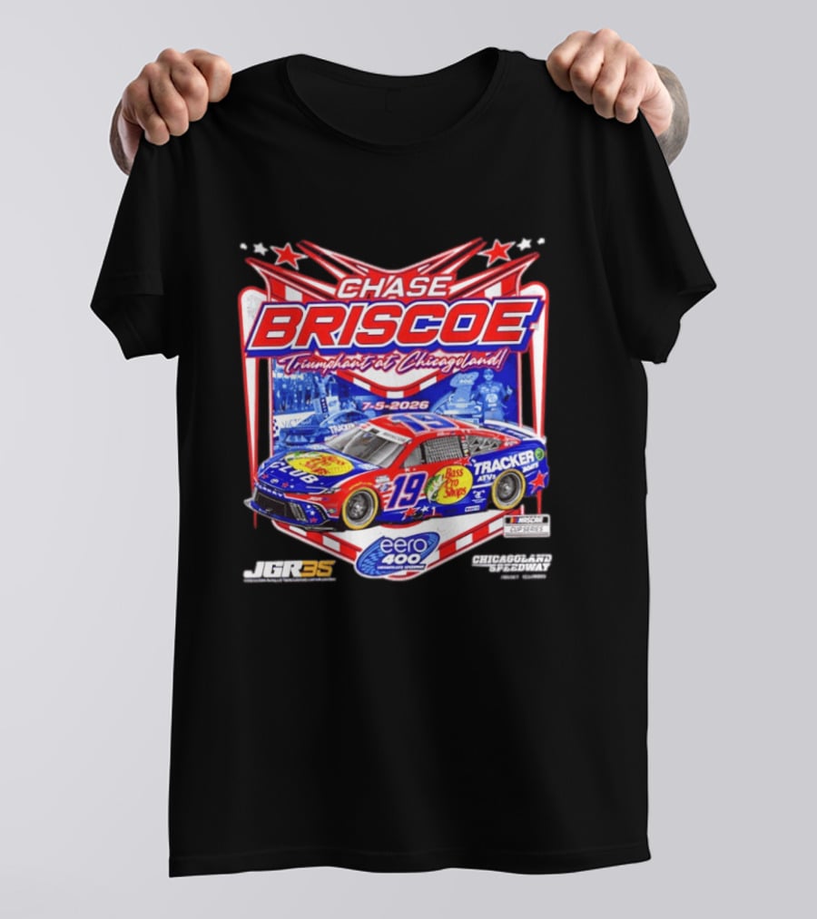 Chase Briscoe Triumph At Chicagoland July 5 2026 Eero 400 Cup Series Race Winner Bass Pro Shops 19 Tracker Boats Chicagoland Speedway T-Shirt