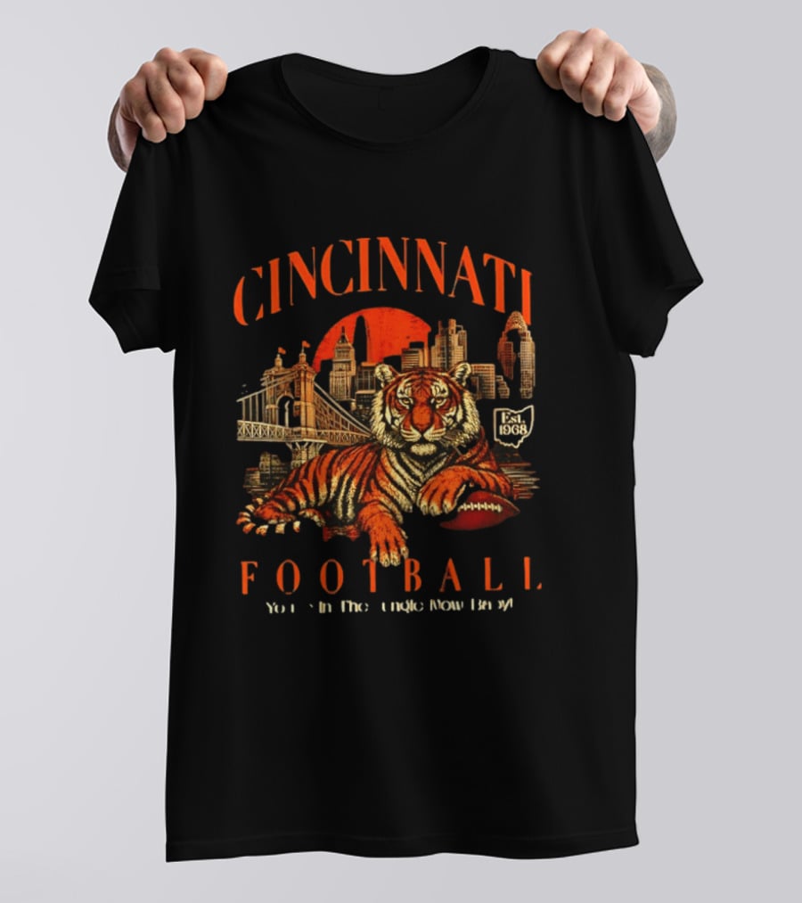Cincinnati Bengals Football Tiger Jungle Cityscape Est 1968 T-Shirt