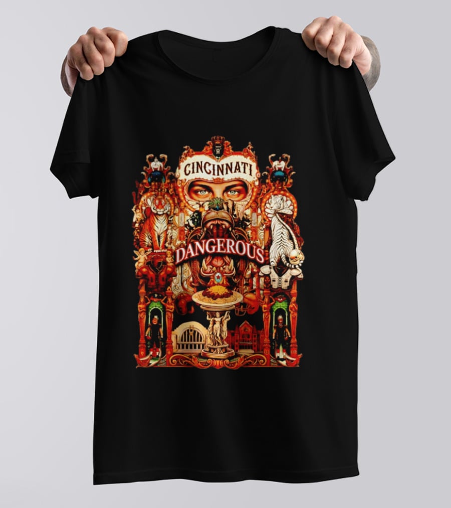 Cincinnati Dangerous Tigers Ornate Art Deco T-Shirt