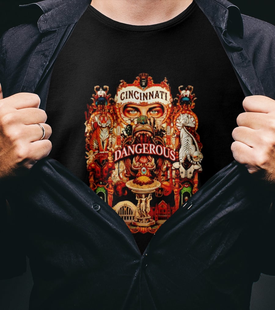 Cincinnati Dangerous Tigers Ornate Art Deco T-Shirt