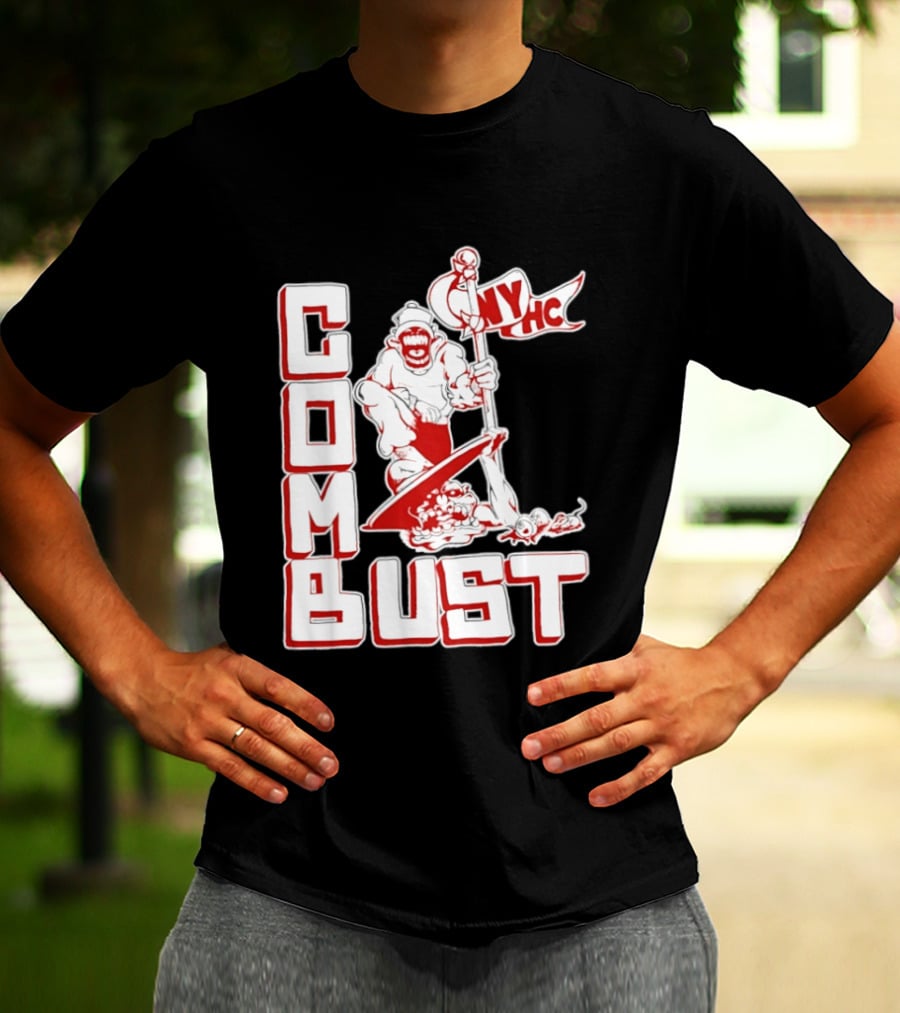 New York Hardcore Combat Bust NYHC Monster Flag T-Shirt
