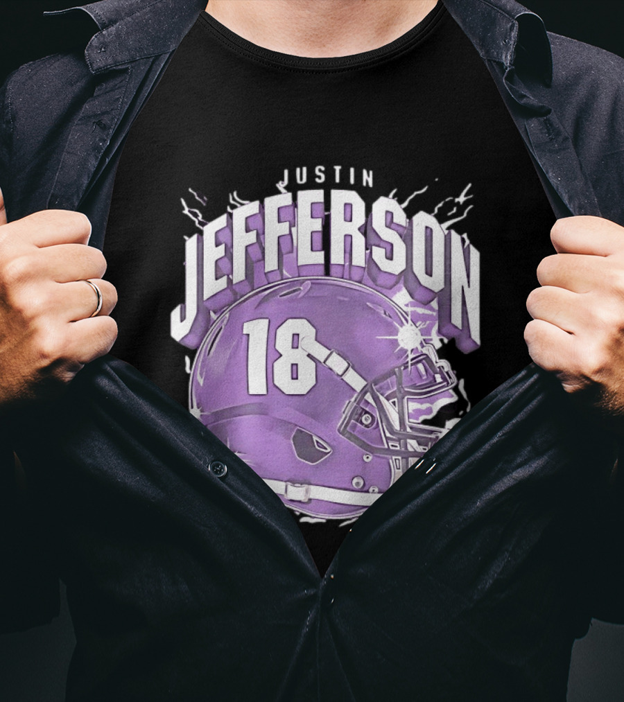 Justin Jefferson 18 Minnesota Vikings Helmet T-Shirt