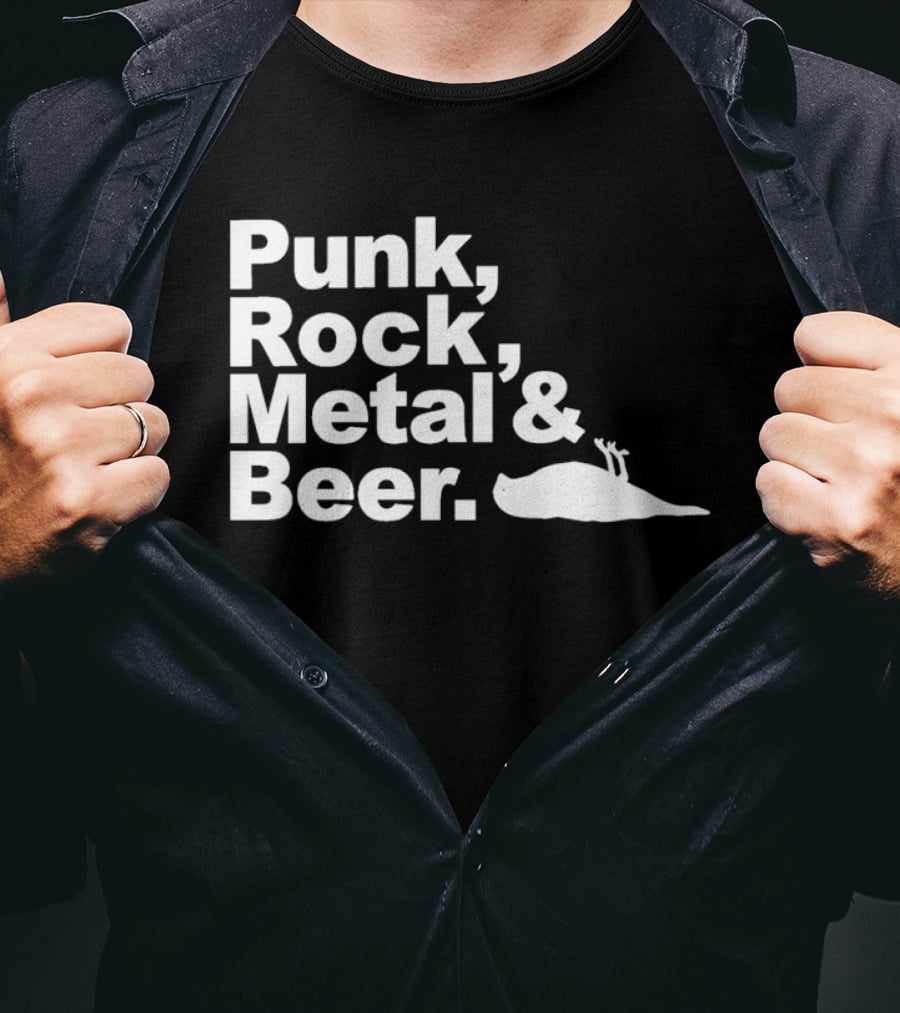 Punk Rock Metal Beer Bird Gesture T-Shirt
