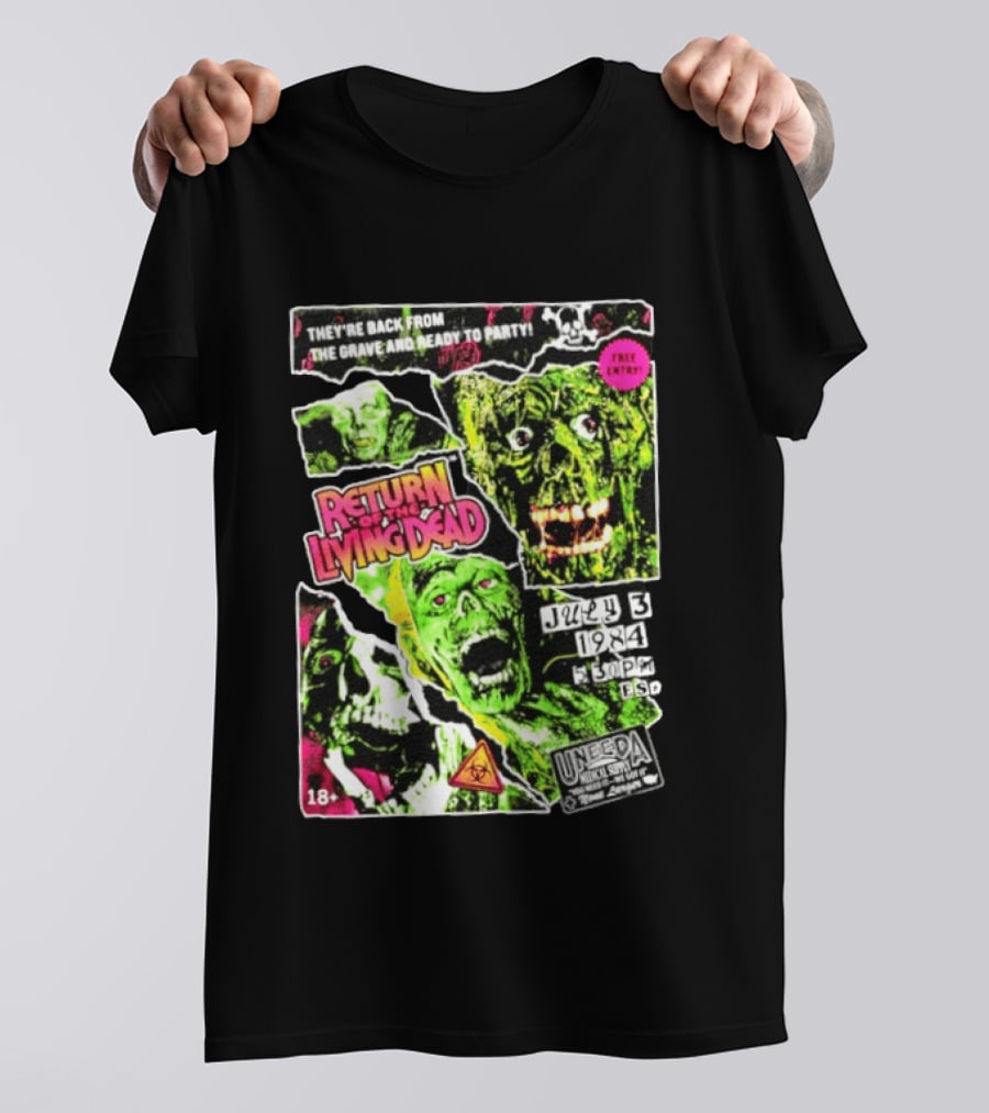 Return Of The Living Dead They're Back From The Grave Read To Party July 3 1984 Uneeda Medical Supply 18+ T-Shirt