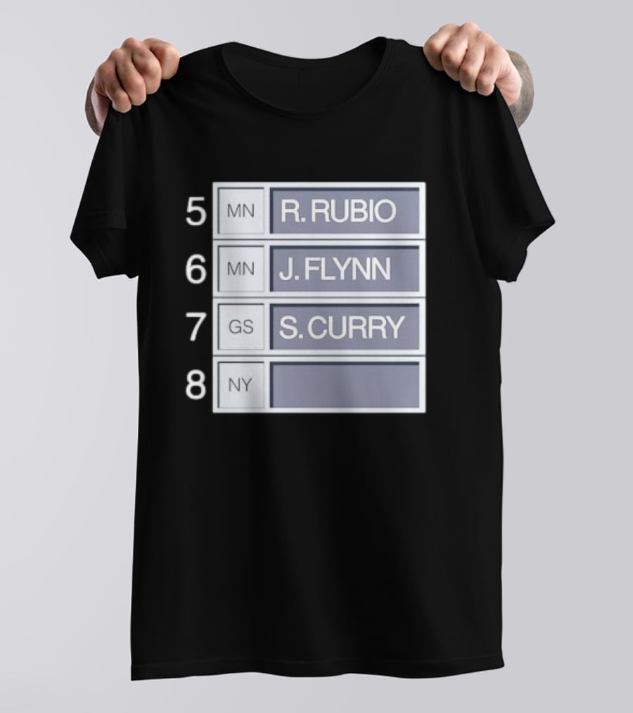 5 R. Rubio 6 J. Flynn 7 S. Curry 2009 NBA Draft Picks List T-Shirt