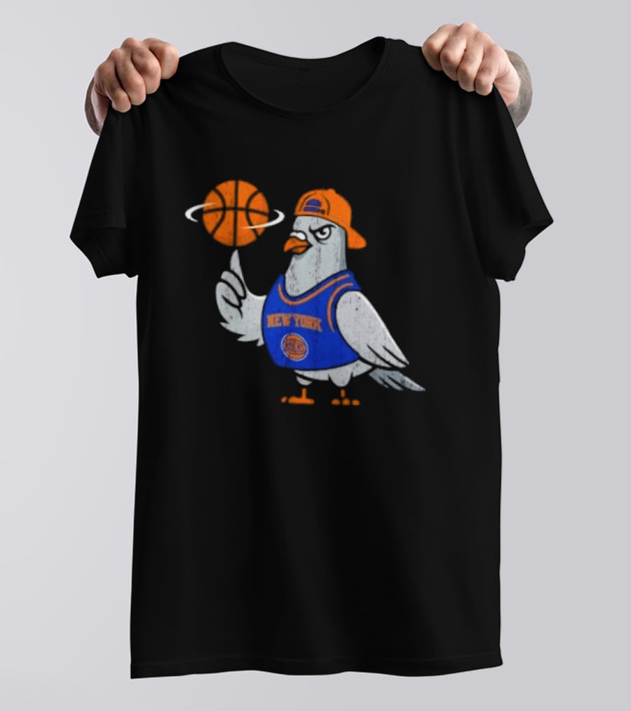 New York Knicks Pigeon Basketball Spin T-Shirt