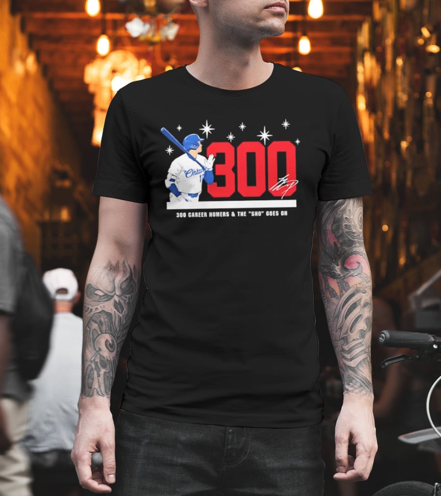 Shohei Ohtani 300 Homers The Sho Goes On Baseball T-Shirt