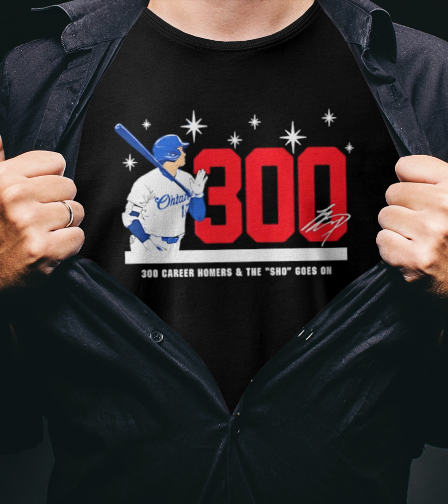 Shohei Ohtani 300 Homers The Sho Goes On Baseball T-Shirt