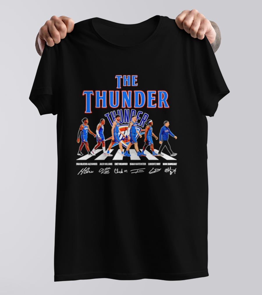 The Thunder Oklahoma City Team Player Signatures Abbey Road T-Shirt
