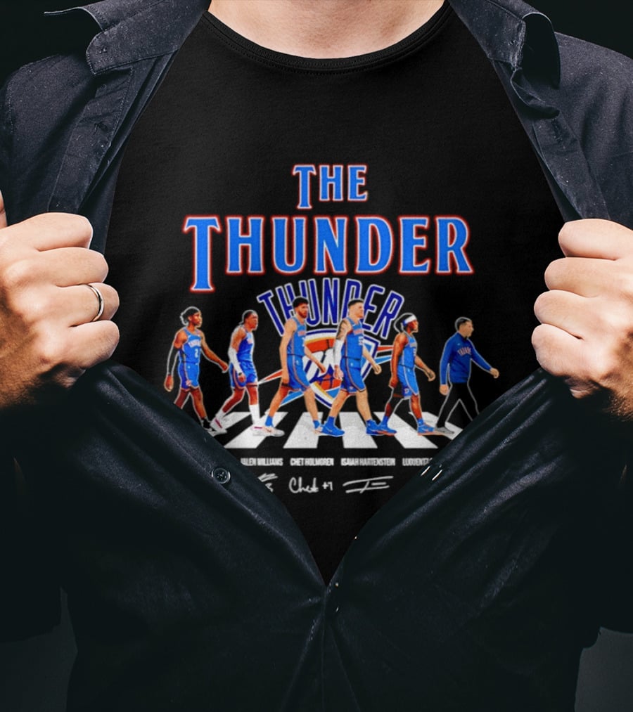 The Thunder Oklahoma City Team Player Signatures Abbey Road T-Shirt