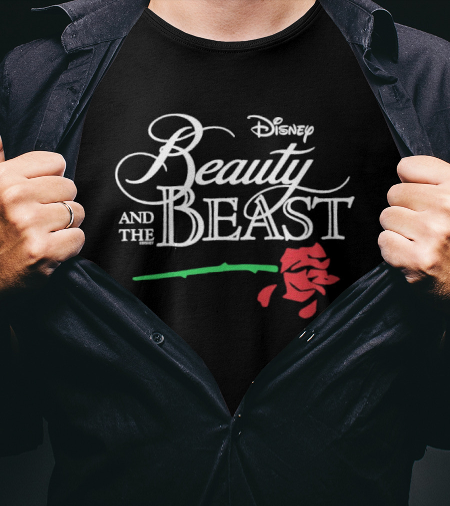 Disney Beauty And The Beast With Red Rose T-Shirt