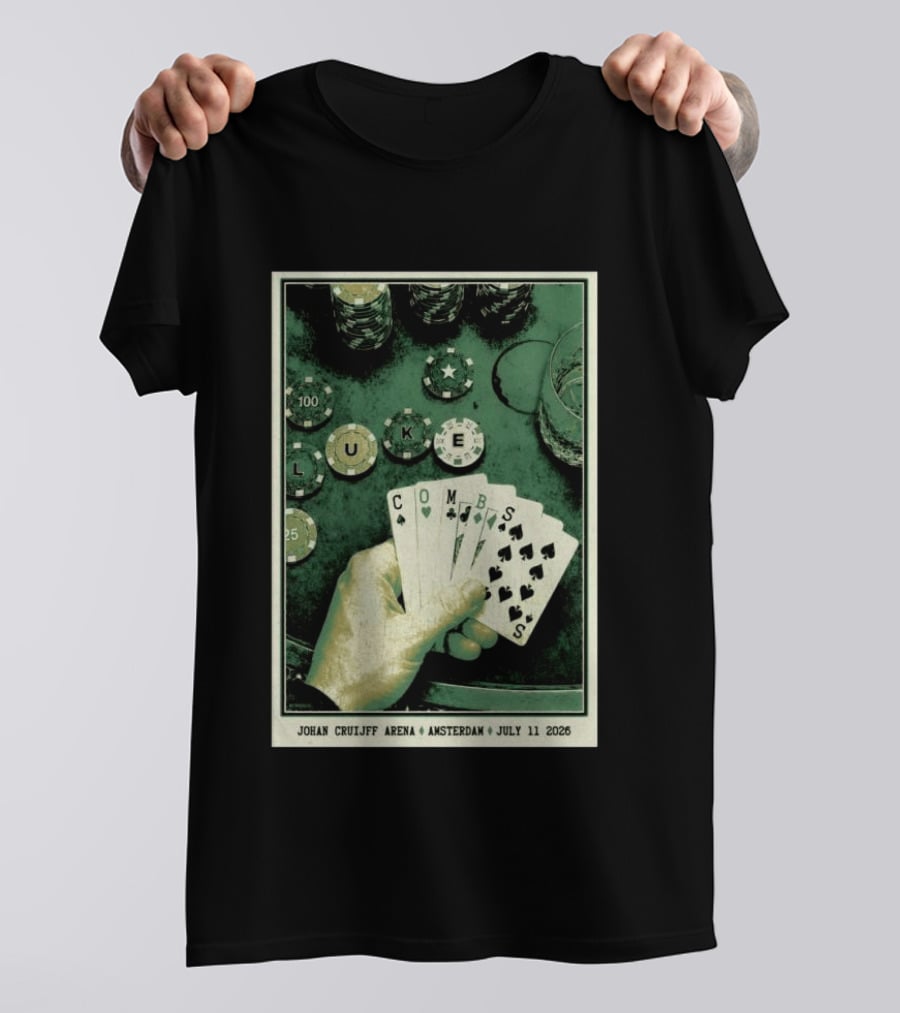 Luke Combs Poker Themed Johan Cruijff Arena Amsterdam July 11 2026 Tour T-Shirt