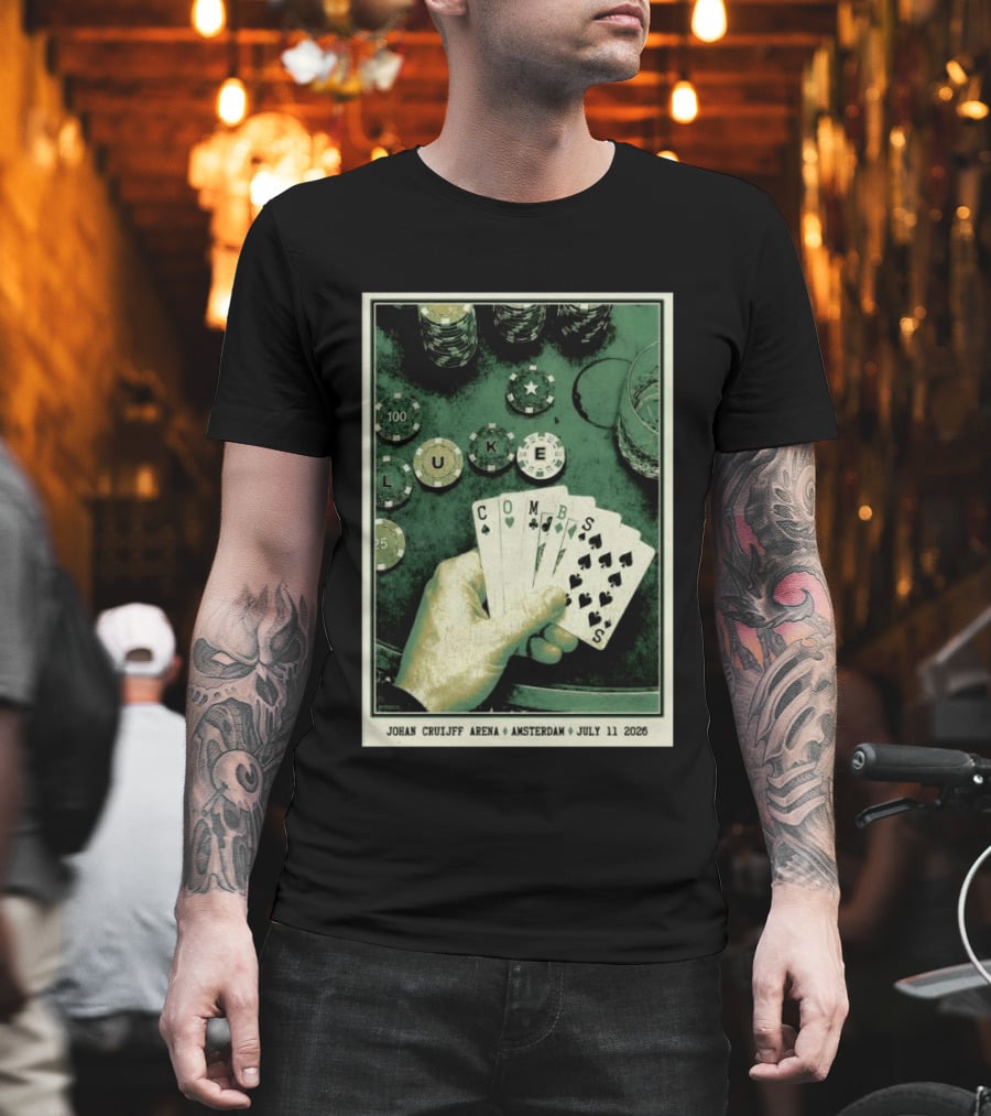 Luke Combs Poker Themed Johan Cruijff Arena Amsterdam July 11 2026 Tour T-Shirt