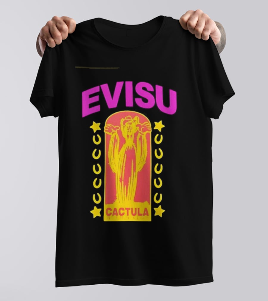Evisu Cactula Cactus Star And Crescent Yellow Pink T-Shirt