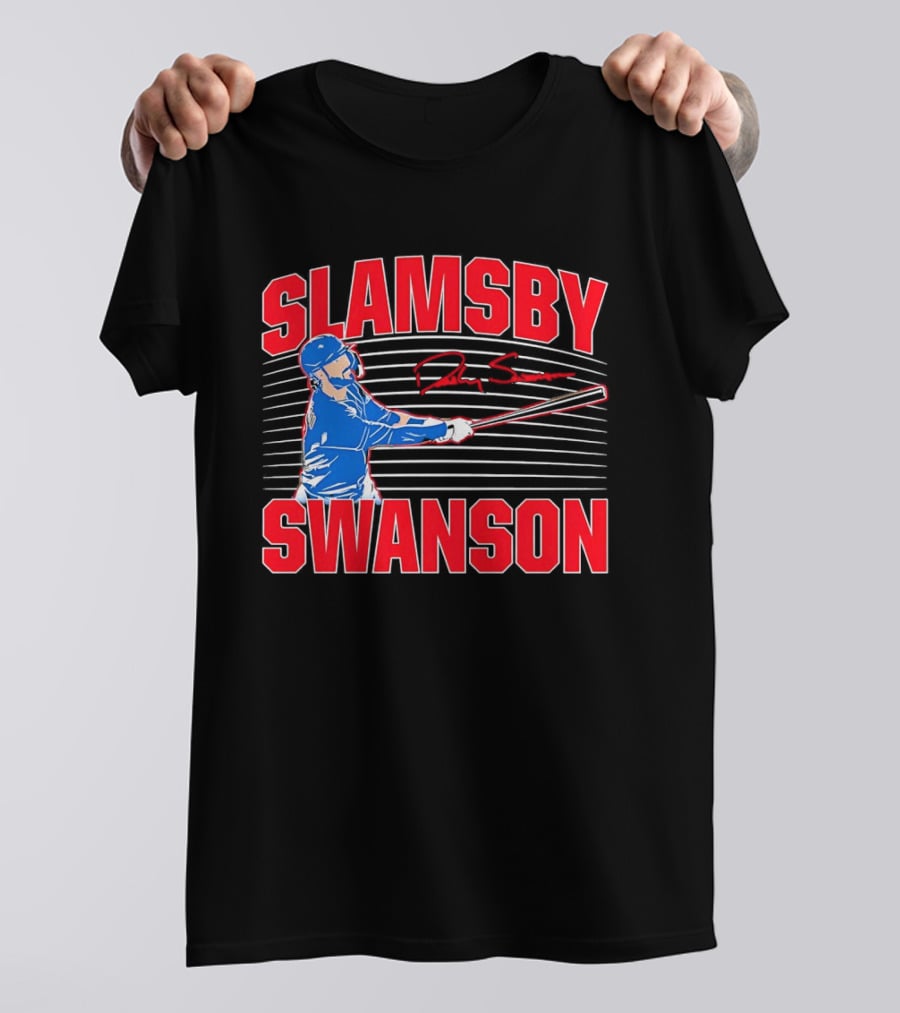 Dansby Swanson Chicago Cubs Slamsby Baseball Slugger 2 3 Swing T-Shirt