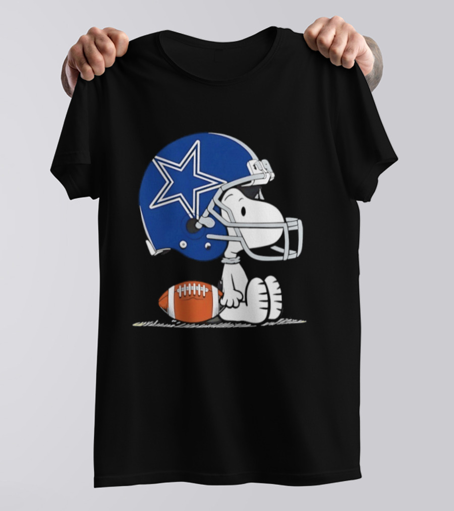Snoopy Dallas Cowboys Football Helmet Collaboration Peanuts NFL Fan T-Shirt