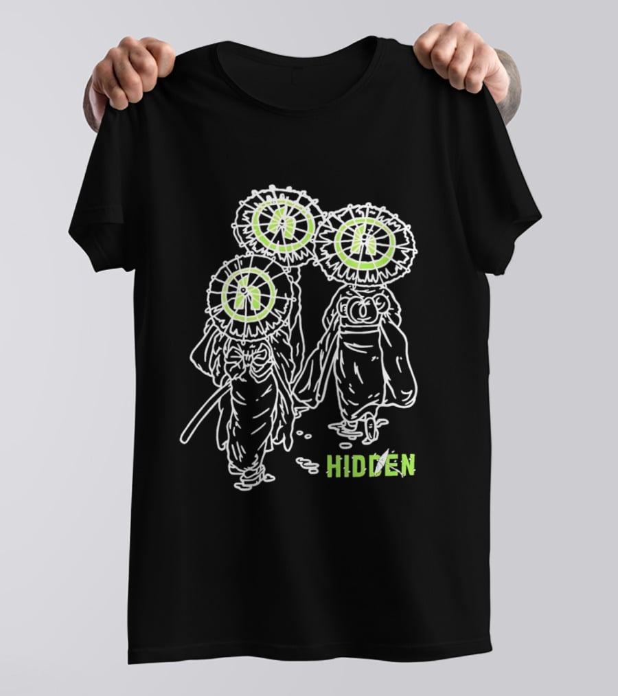 Hidden Dandelion Head Figures Walking Illuminated Halo T-Shirt