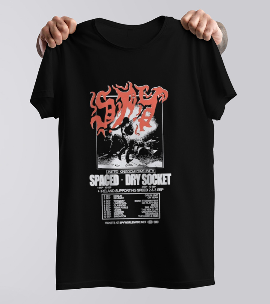 Spaced Dry Socket United Kingdom Ireland Supporting Spring 2026 Tour Dates T-Shirt