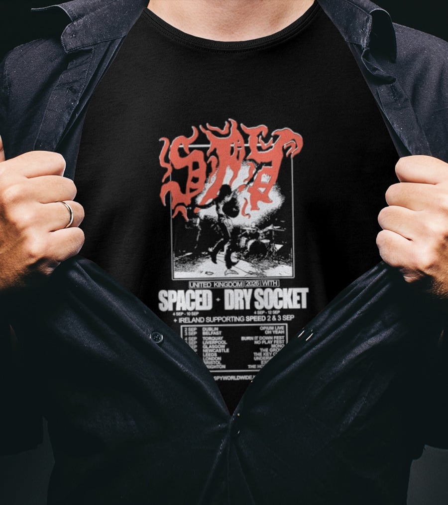 Spaced Dry Socket United Kingdom Ireland Supporting Spring 2026 Tour Dates T-Shirt