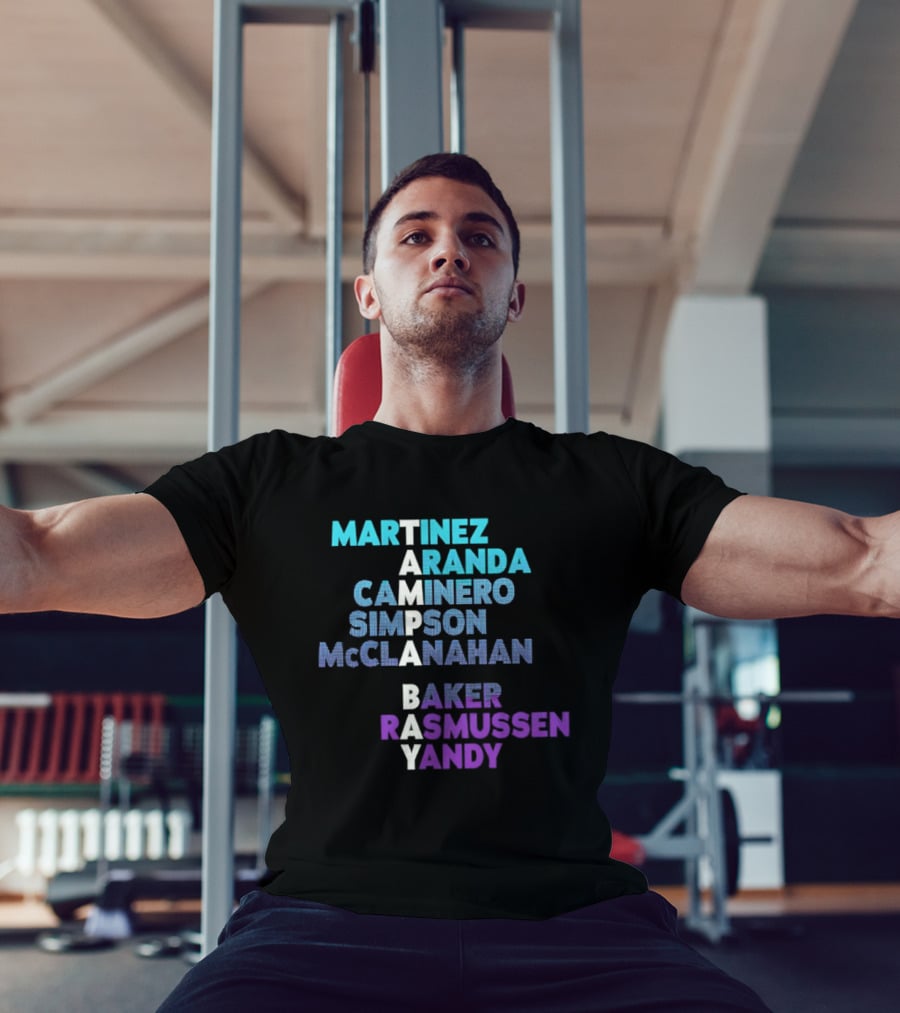 Tampa Bay Baseball 2026 Names Martinez Aranda Caminero Simpson McClanahan Baker Rasmussen Yandy T-Shirt