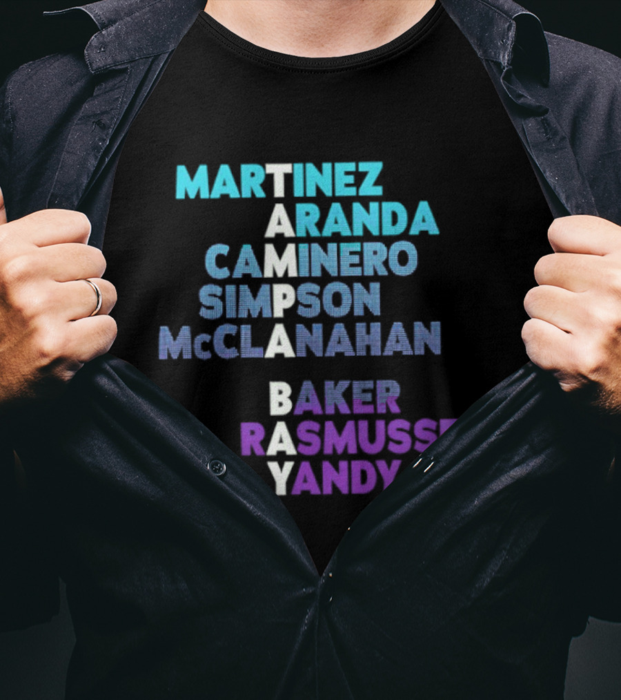 Tampa Bay Baseball 2026 Names Martinez Aranda Caminero Simpson McClanahan Baker Rasmussen Yandy T-Shirt