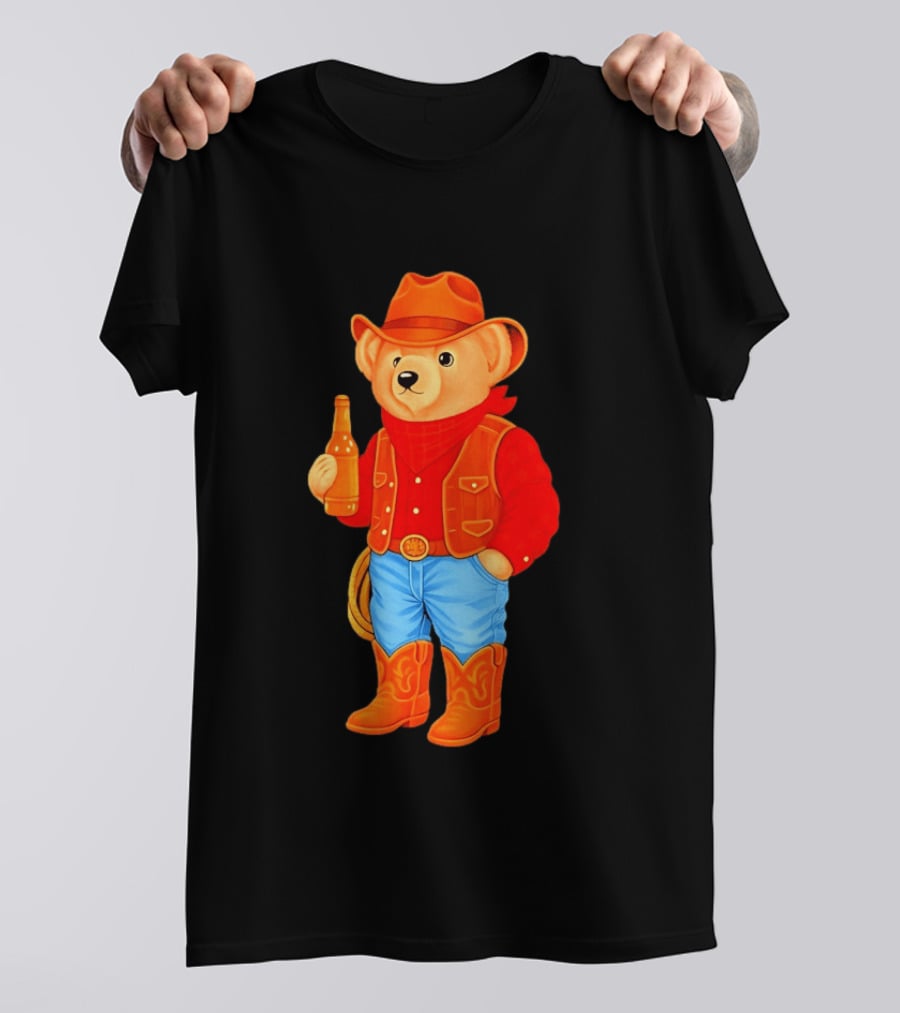 Polo Bear Cowboy Western Boots Hat And Bottle T-Shirt