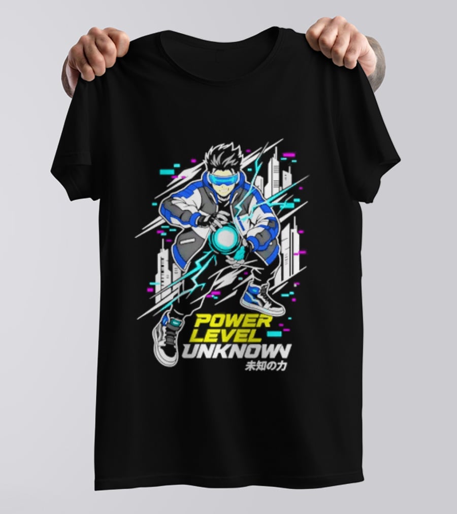 Power Level Unlocked Cyberpunk Anime Boy Rider T-Shirt