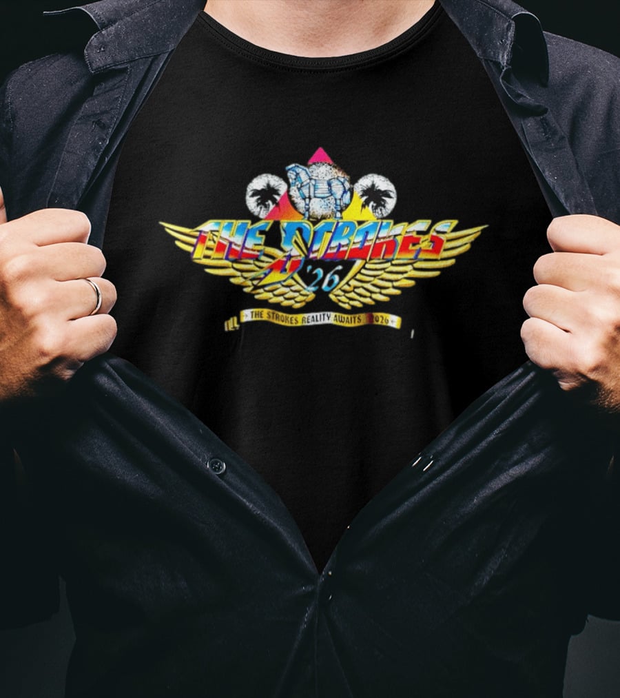 The Strokes Reality Awaits 2026 Wings And Palms T-Shirt