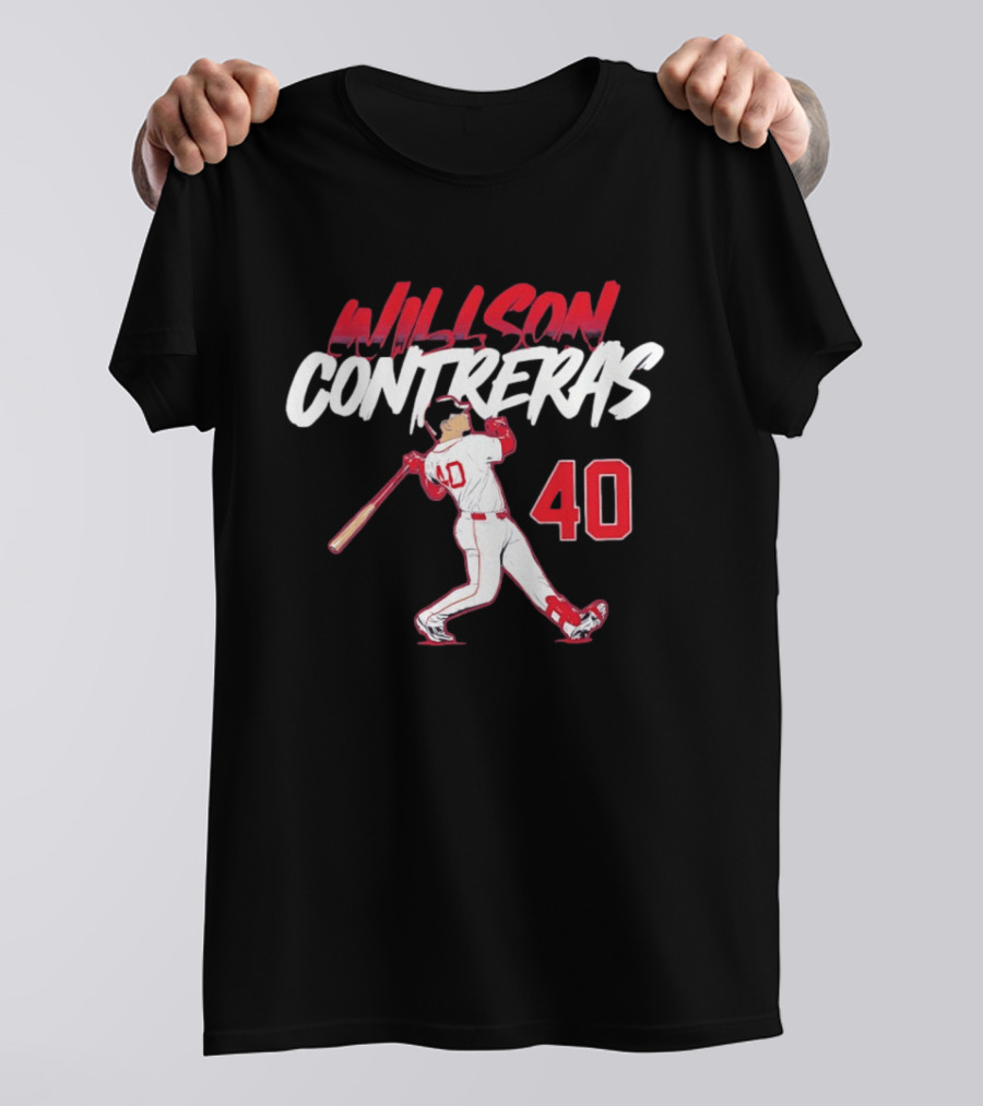 Willson Contreras 40 Boston Red Sox Slugger Swing Baseball Number T-Shirt