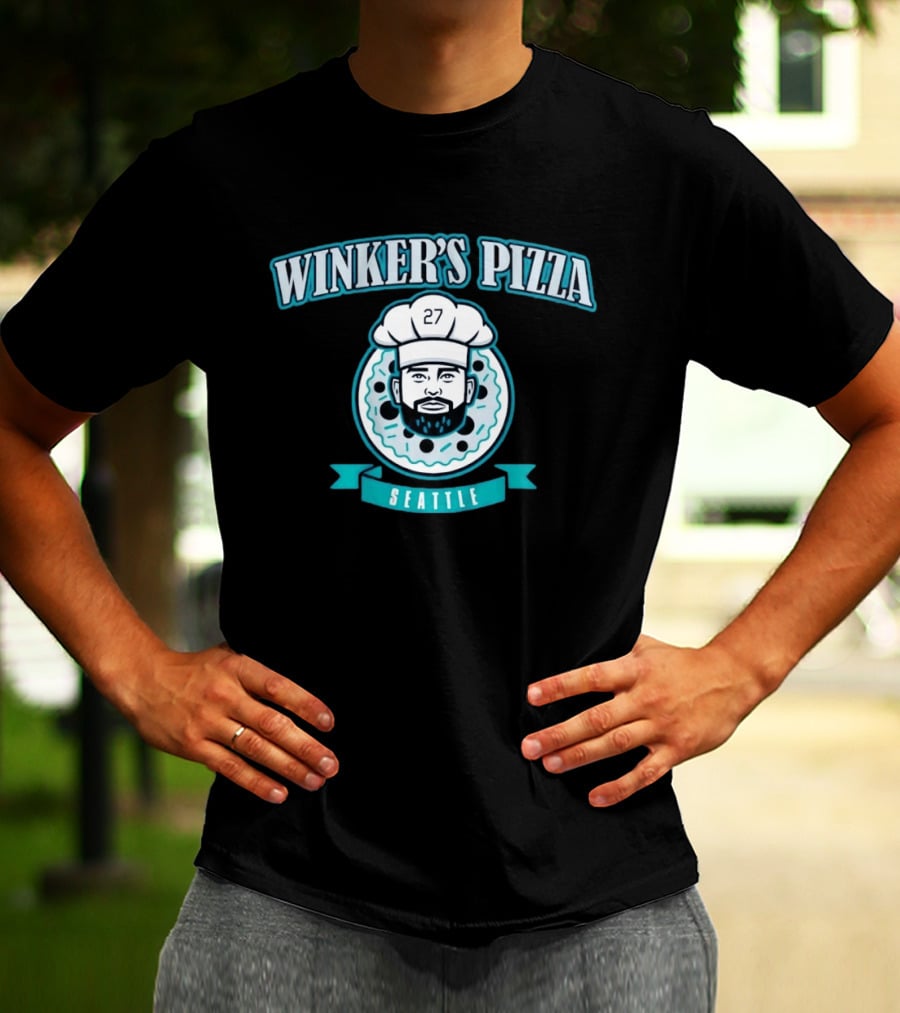 Winker's Pizza Seattle Mariners Jesse Winker 27 Chef T-Shirt