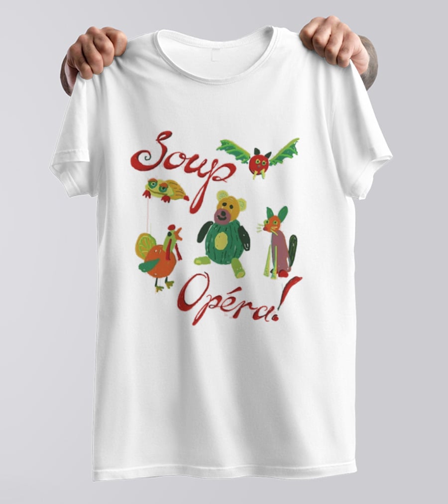 Soup Opéra Whimsical Animal Hand Drawn Playful Creatures T-Shirt