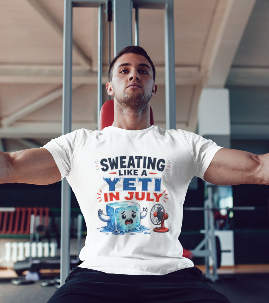Sweating Like A Yeti In July Ice Cube And Fan Humor T-Shirt
