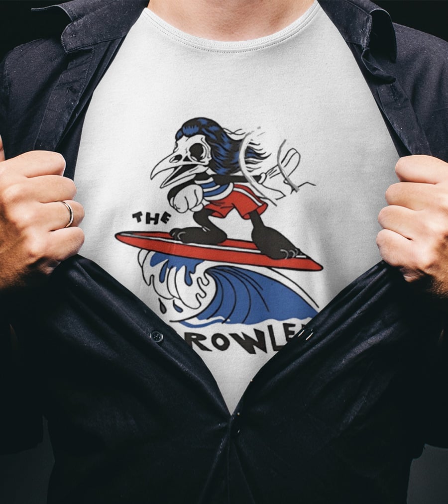 The Growlers Surfing Bird Skeleton On Wave With Red Surfboard T-Shirt