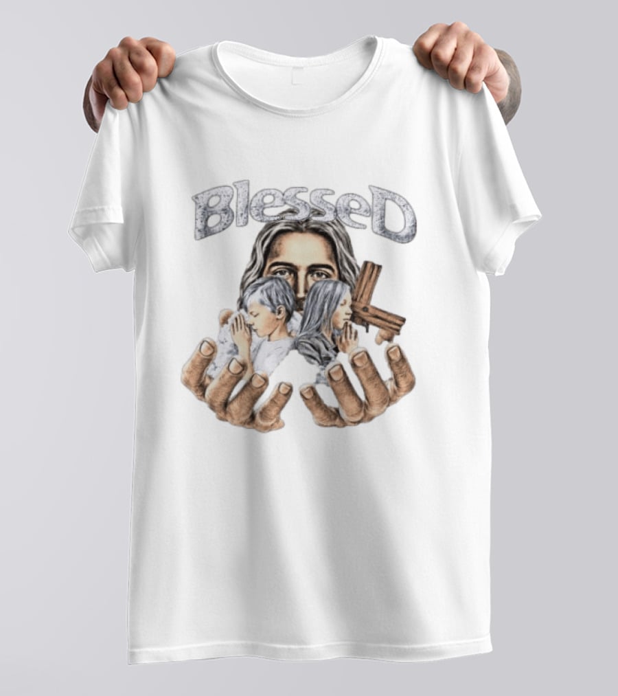 Blessed Jesus With Children And Cross In Hands T-Shirt