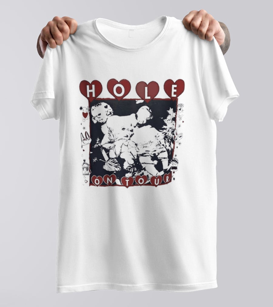 Hole Band Courtney Love On Tour Hearts T-Shirt