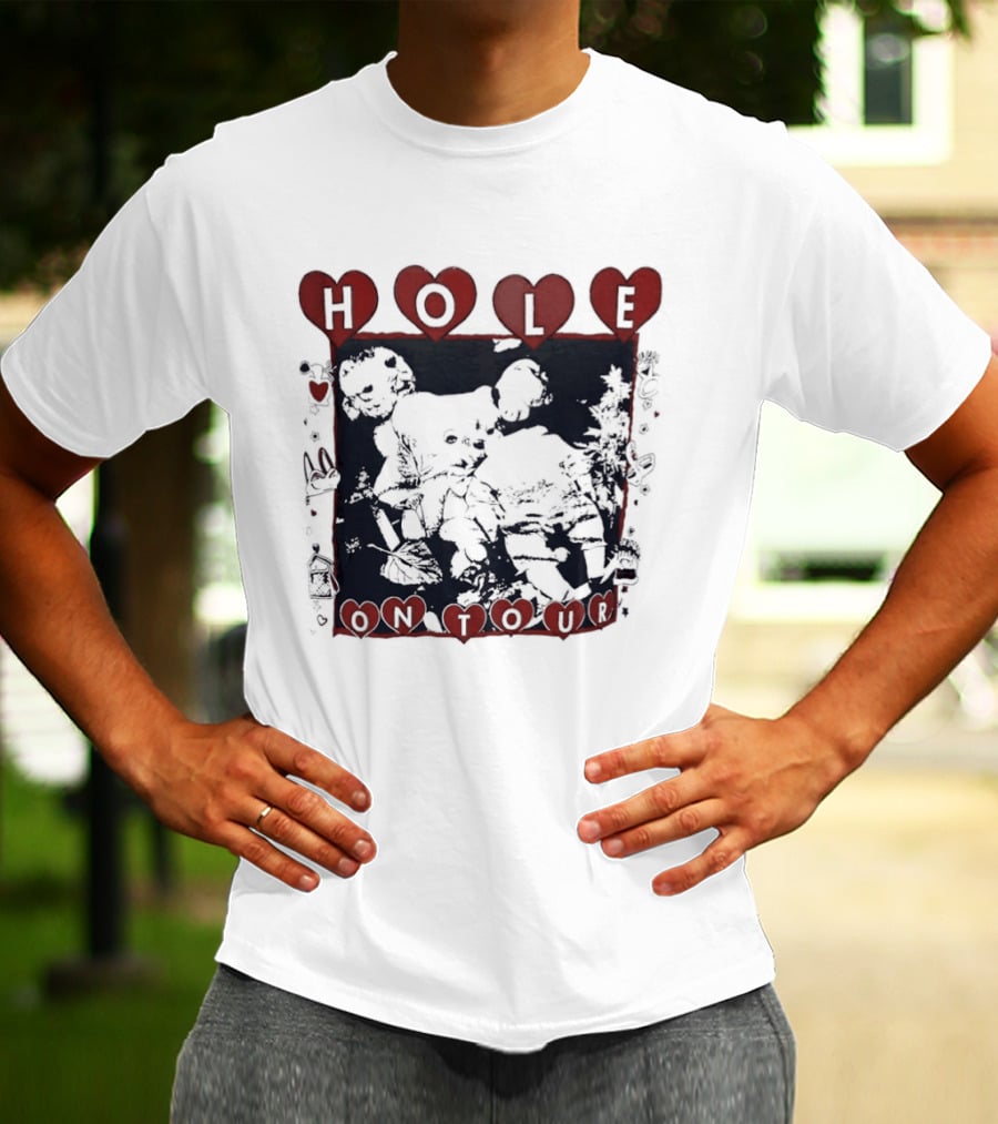 Hole Band Courtney Love On Tour Hearts T-Shirt