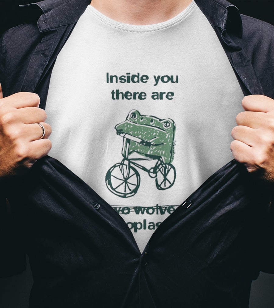 Inside You There Are Two Frogs Riding Bicycle Microplastics T-Shirt