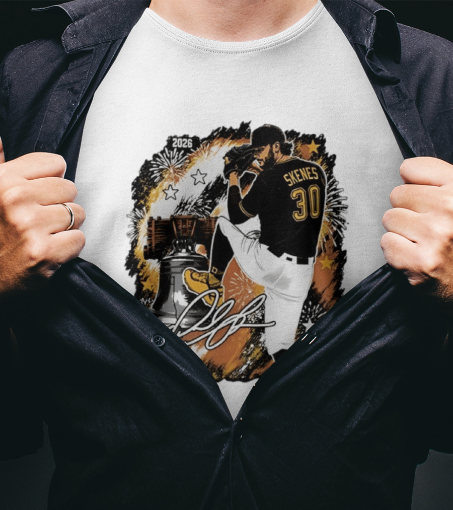 Paul Skenes 30 Pittsburgh Pirates Philly Liberty Bell 2026 Fireworks T-Shirt