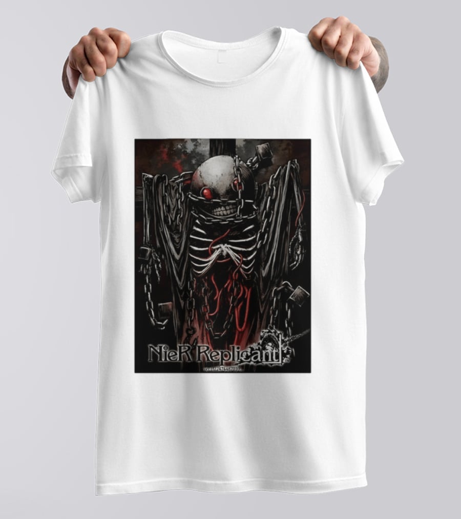 Nier Replicant Red Eye Skulls Chains Grim Aesthetic T-Shirt