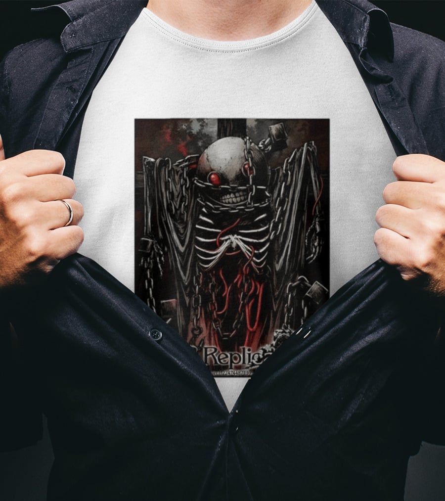 Nier Replicant Red Eye Skulls Chains Grim Aesthetic T-Shirt