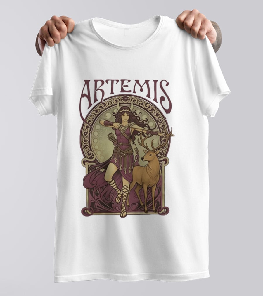 Artemis Greek Goddess Archer With Deer Mythology T-Shirt