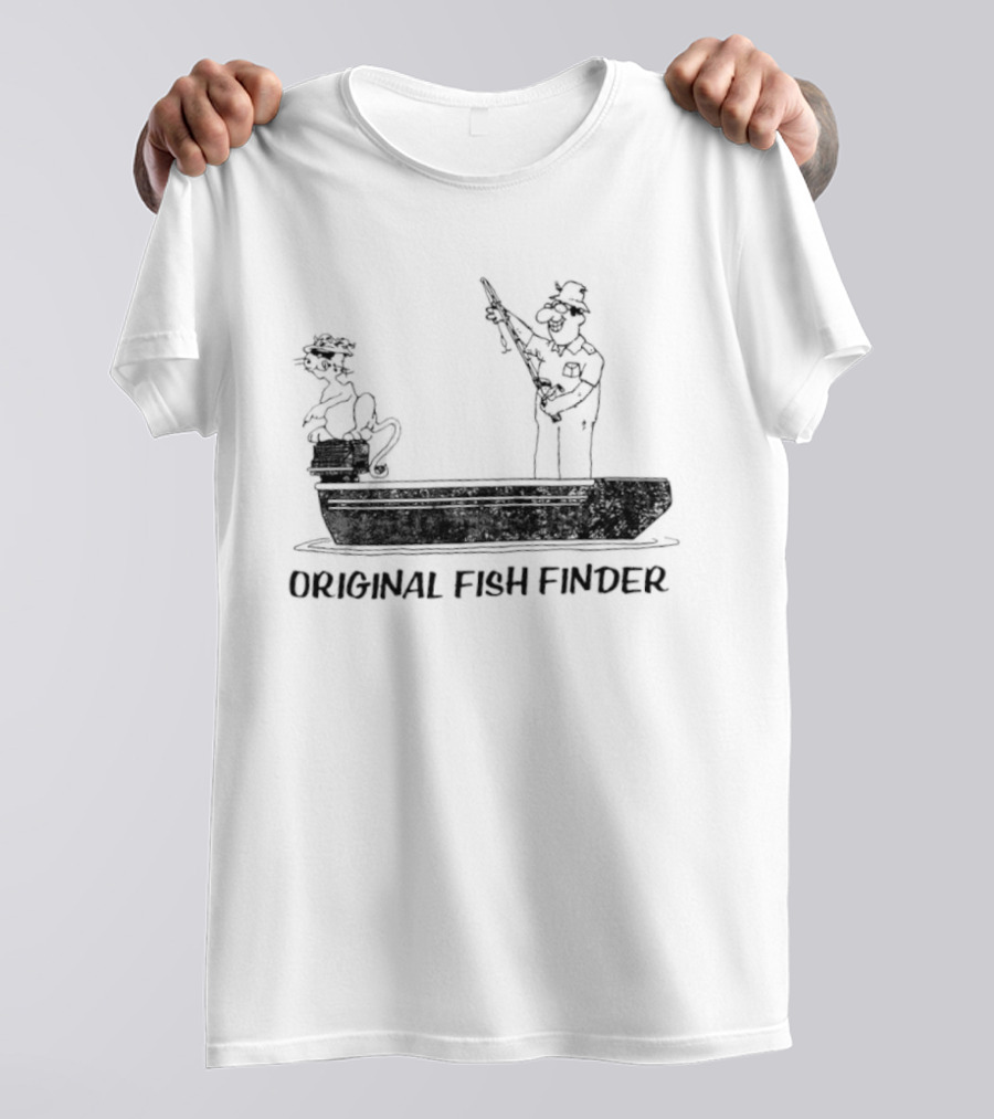 Original Fish Finder Fishing Fisherman Boat Scene T-Shirt