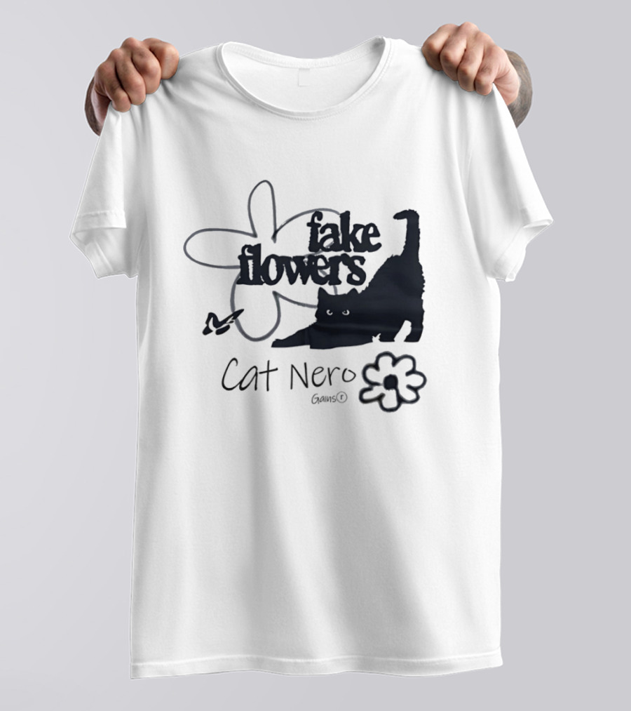 Cat Nero Fake Flowers Gains Floral Aesthetic Butterfly T-Shirt