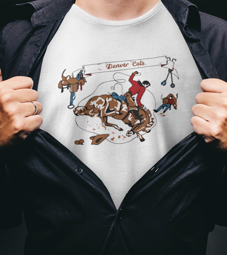 Denver Colo Rodeo Cowboy Riding Bucking Bull Western T-Shirt