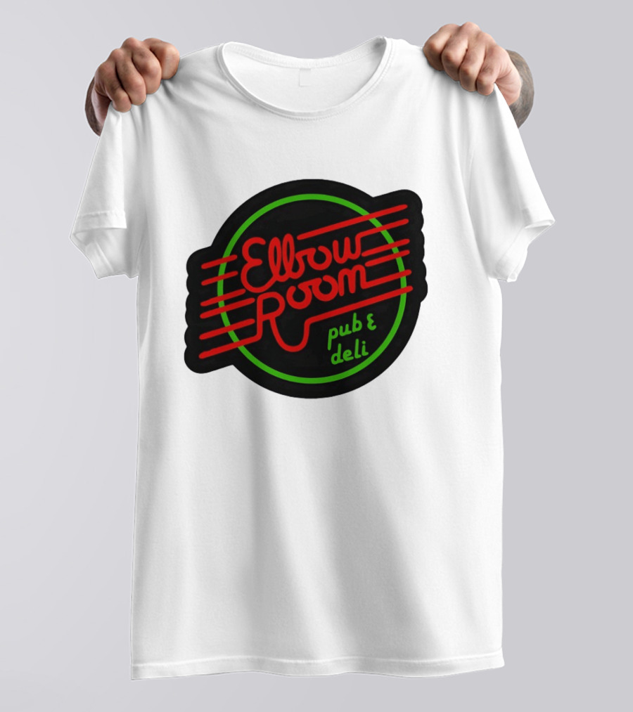Elbow Room Pub And Deli Neon Sign Red And Green Circle T-Shirt