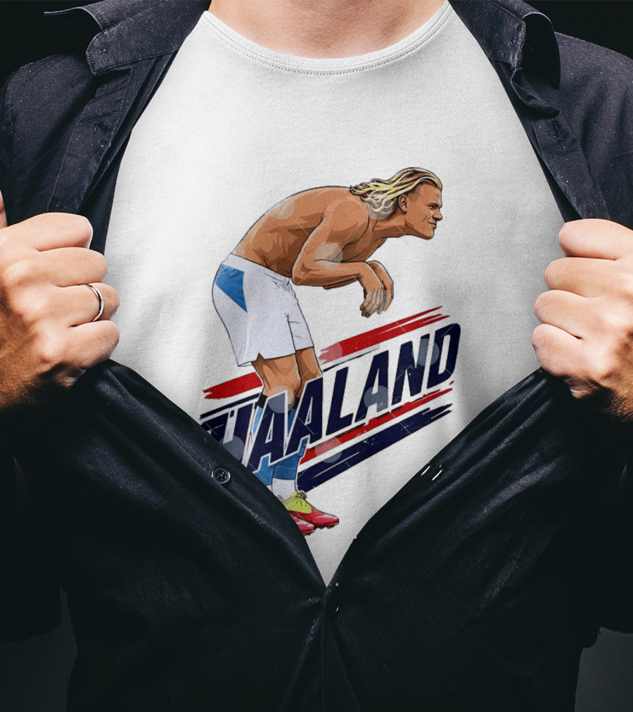 Erling Haaland Celebration Pose With Norway T-Shirt