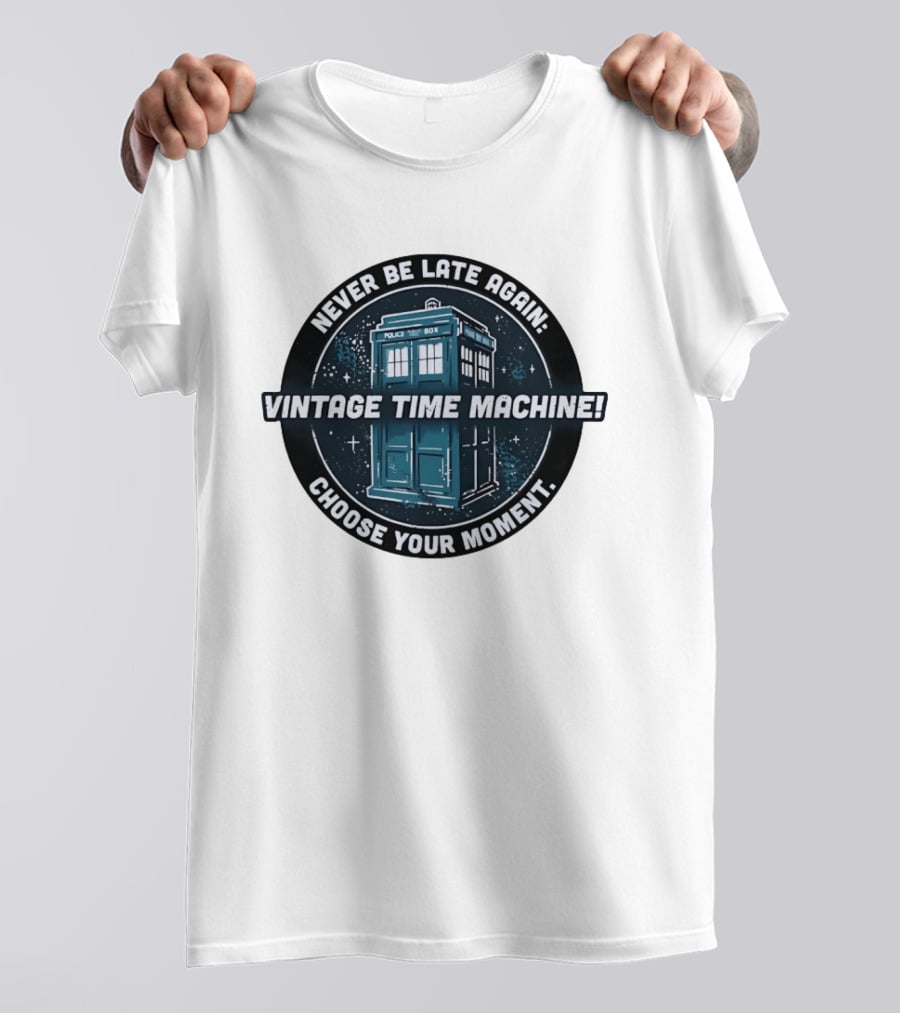 Never Be Late Again Vintage Time Machine Choose Your Moment T-Shirt