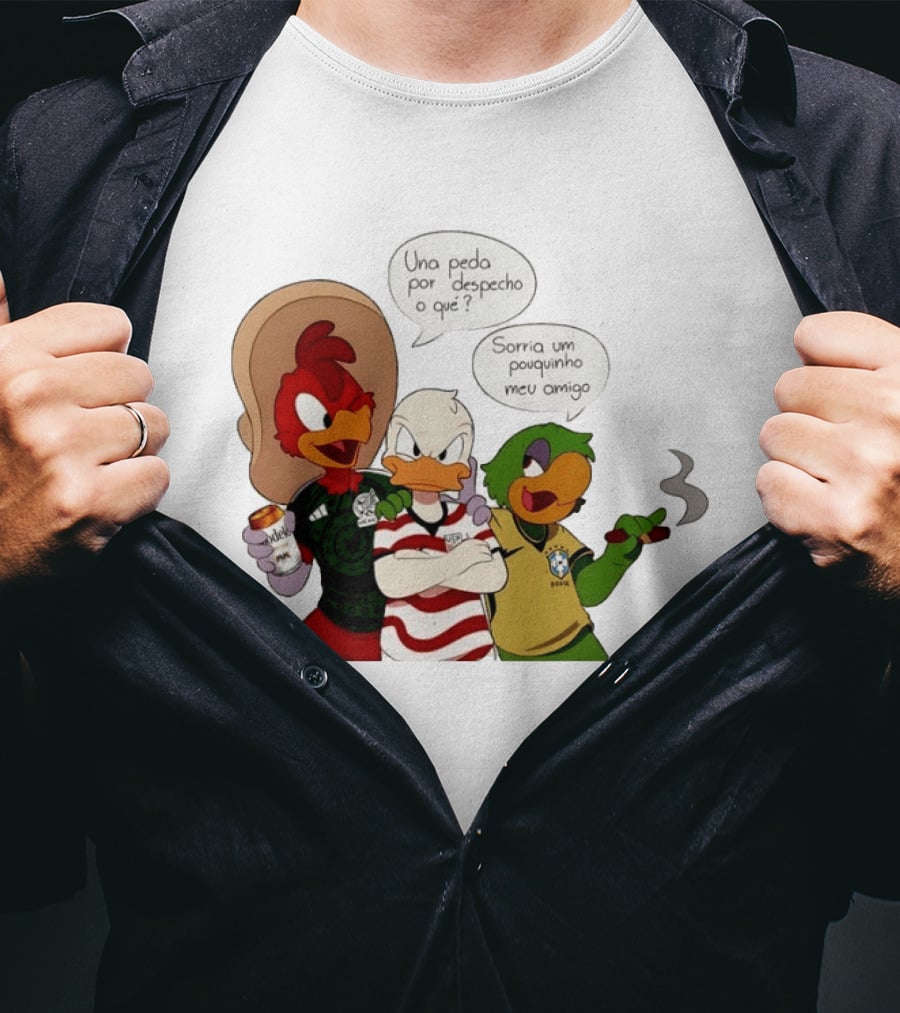 The Three Caballeros Panchito Pistoles Donald Duck José Carioca México USA Brazil Jerseys Soccer Fan Collection T-Shirt